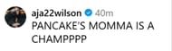 A'ja Wilson commented on Megan Gustafson's post. (Photo: @megangustafson10 on IG)